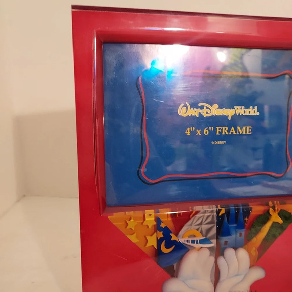 Walt Disney World Red Picture Frame 4 x 6 Four Parks with Mickey Hands - Picture 2 of 13